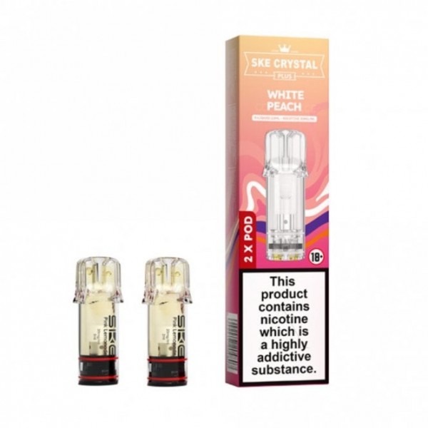 White Peach Nic Salt E Liquid Pods - Crystal Plus (2 x 2ml)