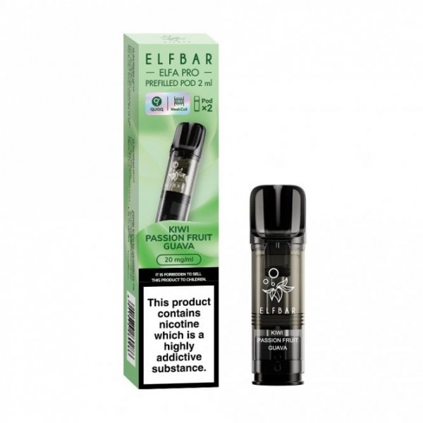 Kiwi Passion Fruit Guava Nic Salt E Liquid Pods - Elfa PRO Series (2 x 2ml)