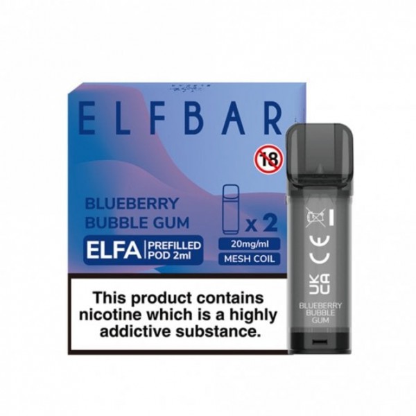 Blueberry Bubble Gum Nic Salt E Liquid Pods - Elfa Series (2 x 2ml)