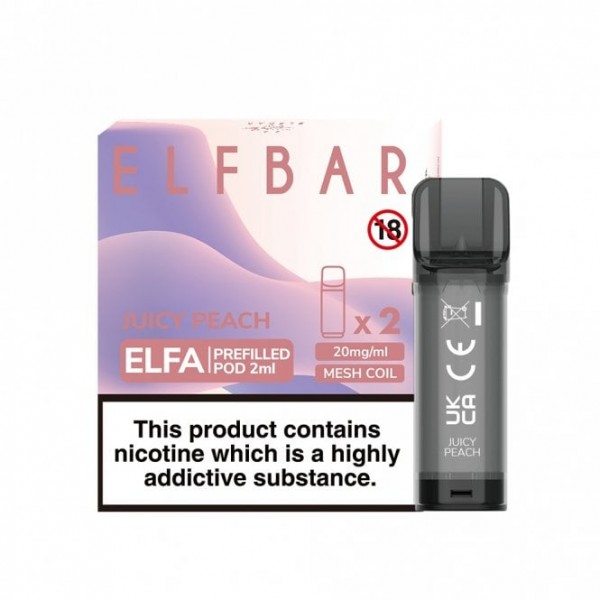 Juicy Peach Nic Salt E Liquid Pods - Elfa Series (2 x 2ml)