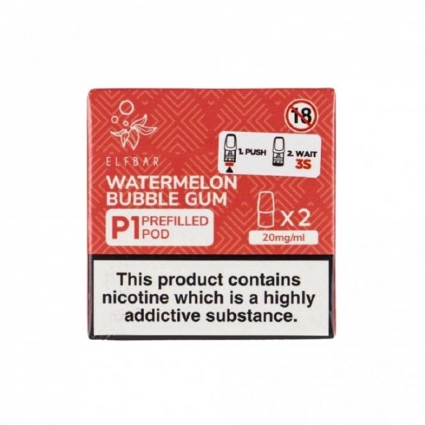 Watermelon Bubble Gum Mate P1 Nic Salt E Liquid Pods (2 x 2ml)
