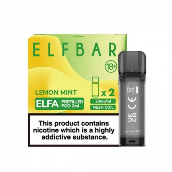 Lemon Mint Nic Salt E Liquid Pods - Elfa Series (2 x 2ml)