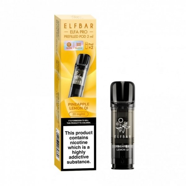 Pineapple Lemon Qi Nic Salt E Liquid Pods - Elfa PRO Series (2 x 2ml)