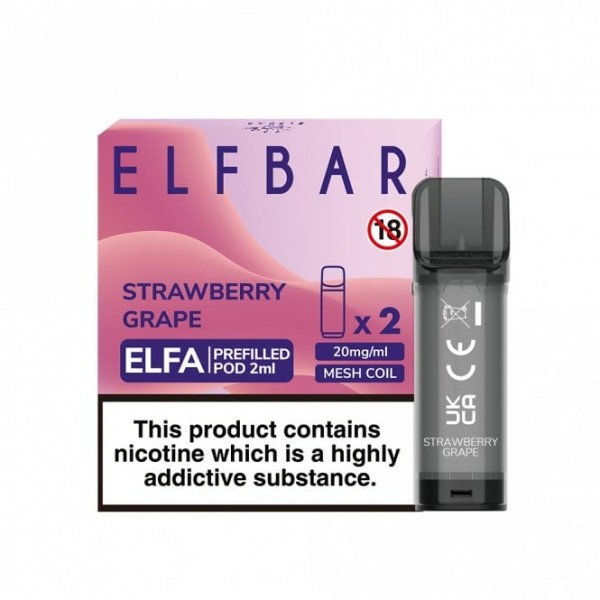 Strawberry Grape Nic Salt E Liquid Pods - Elfa Series (2 x 2ml)