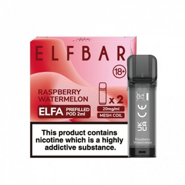 Raspberry Watermelon Nic Salt E Liquid Pods - Elfa Series (2 x 2ml)