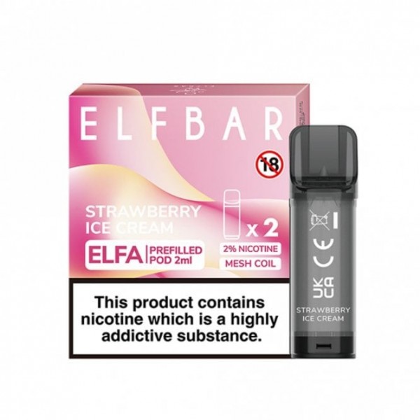 Strawberry Ice Cream Nic Salt E Liquid Pods - Elfa Series (2 x 2ml)