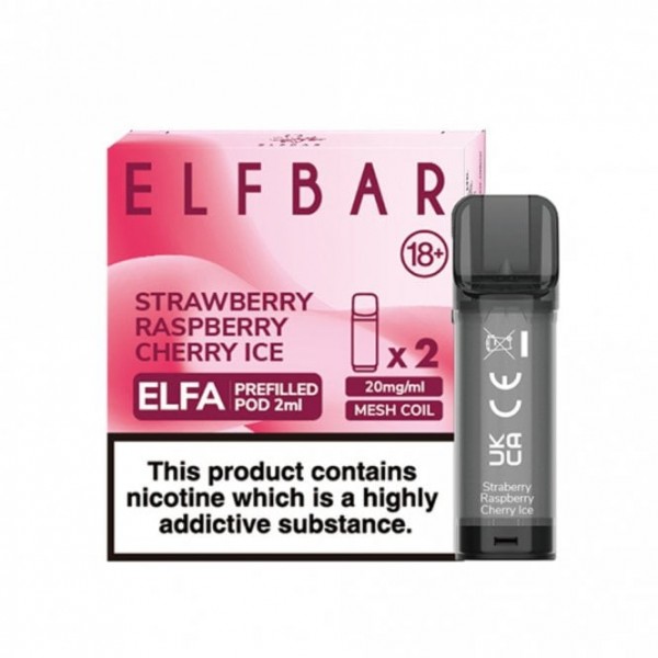 Strawberry Raspberry Cherry Ice Nic Salt E Liquid Pods - Elfa Series (2 x 2ml)