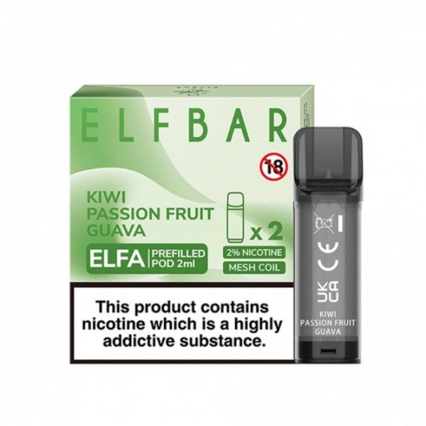 Kiwi Passion Fruit Guava Nic Salt E Liquid Pods - Elfa Series (2 x 2ml)
