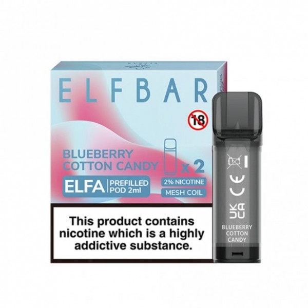 Blueberry Cotton Candy Nic Salt E Liquid Pods - Elfa Series (2 x 2ml)