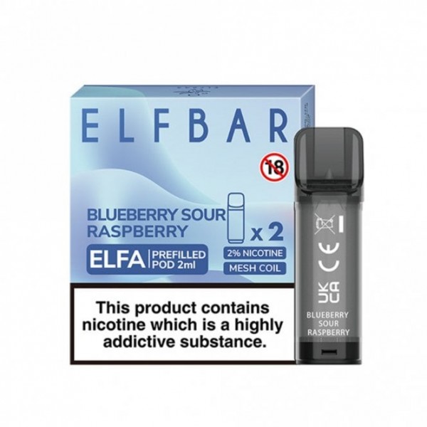 Blueberry Sour Raspberry Nic Salt E Liquid Pods - Elfa Series (2 x 2ml)
