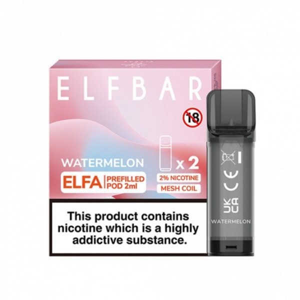 Watermelon Nic Salt E Liquid Pods - Elfa Series (2 x 2ml)
